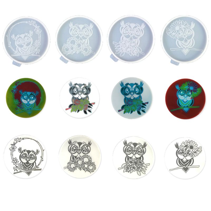 4PCS Tree Of Life Coaster Resin Molds Silicone, Coaster Molds For