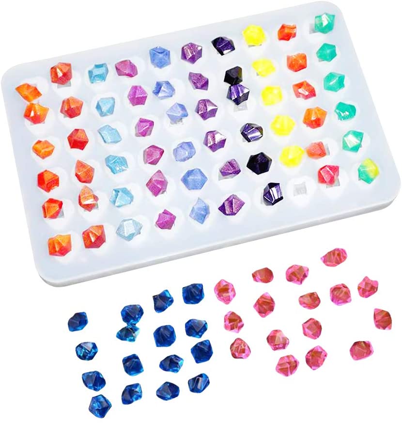 AMZTOART Silicone Mold Resin Craft Makes 60 Crystals - Small Crystal Stones  - Candles - Soap - Ice Cube - Jewelry - 1 Unique Shapes (White)