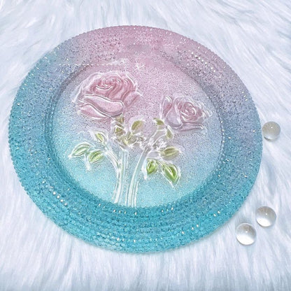 Handmade Diamond Round Tulip Rose Large Tray Ornament Resin Molds