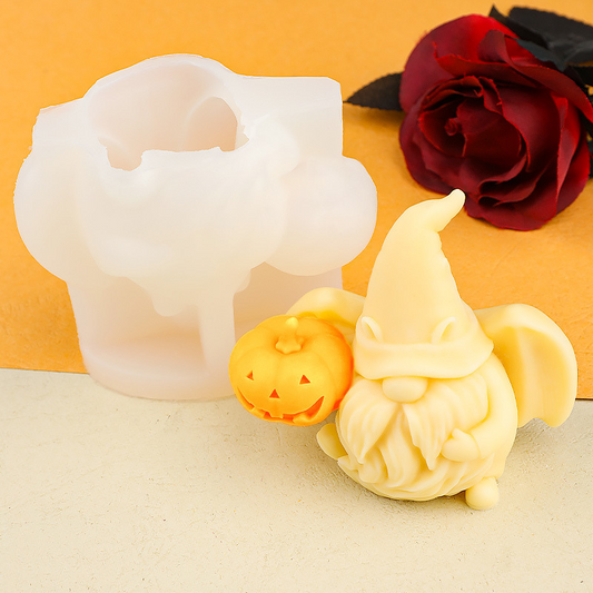 Cute Dwarf Holding a Pumpkin Halloween Ornament Resin Molds