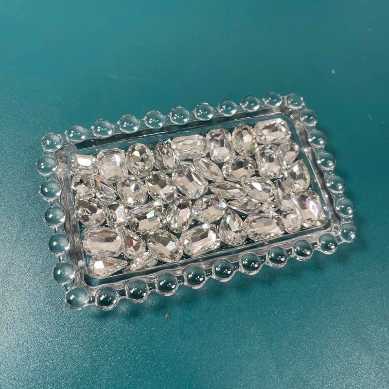 Handmade Rectangular Diamond Heart Pearl Tray Resin Molds