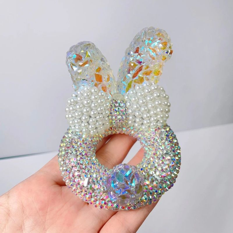 Handmade Diamond Cute Rabbit Ears Phone Holder Resin Mold