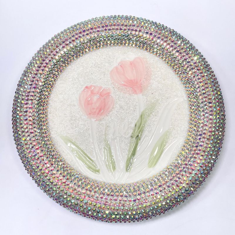 Handmade Diamond Round Tulip Rose Large Tray Ornament Resin Molds