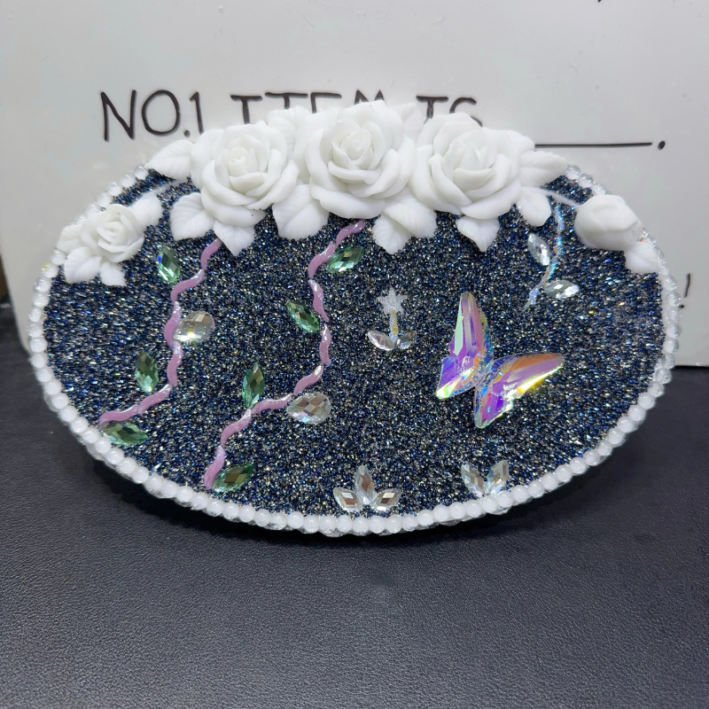 Handmade Diamond Oval Rose Butterfly Tray Resin Molds