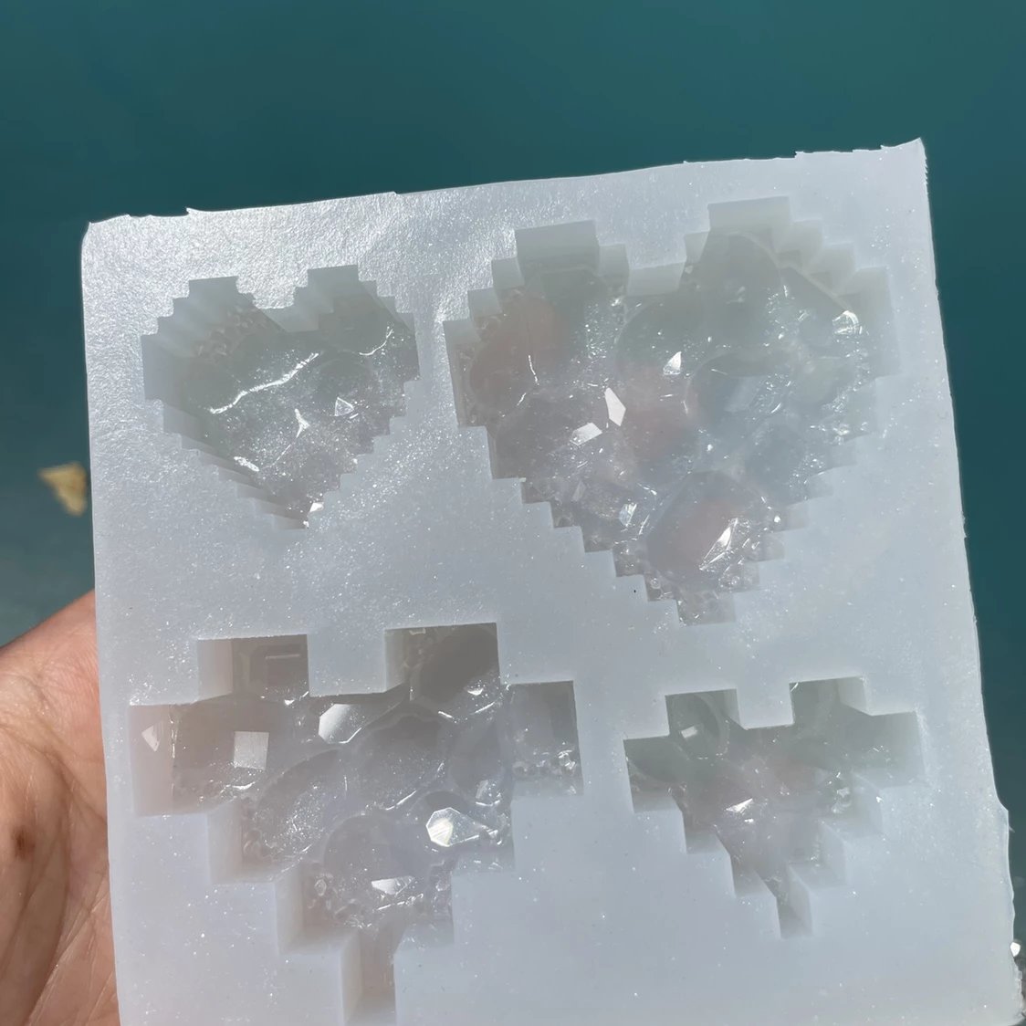 Handmade Diamond Pixel Heart Accessory Resin Mold