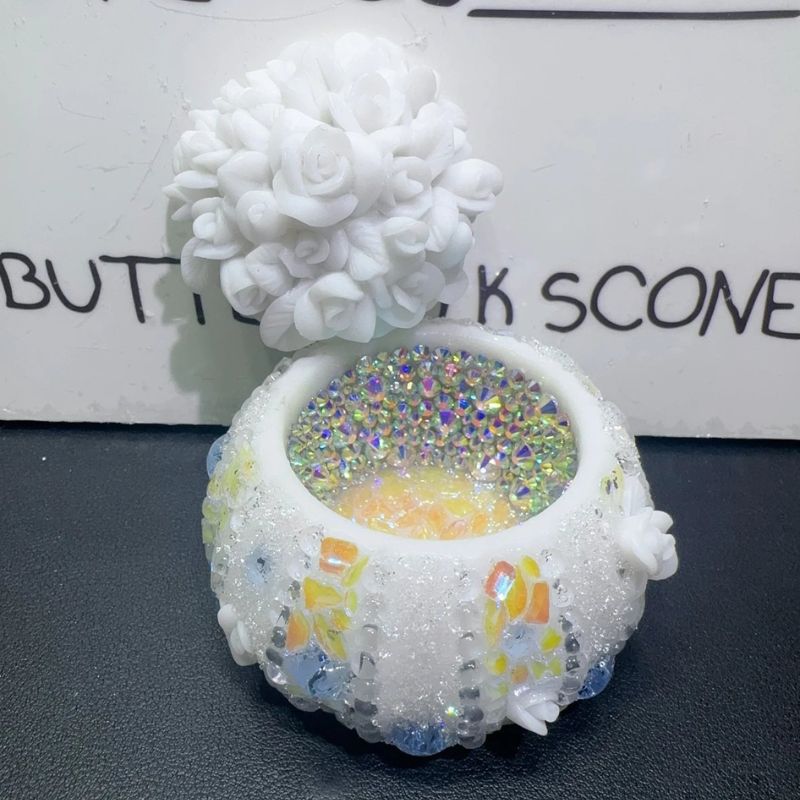 Handmade Diamond Rose Jewelry Storage Jar Resin Molds