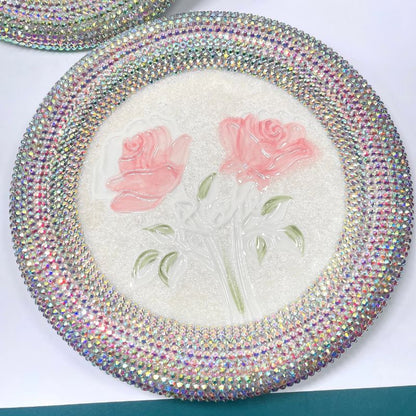 Handmade Diamond Round Tulip Rose Large Tray Ornament Resin Molds