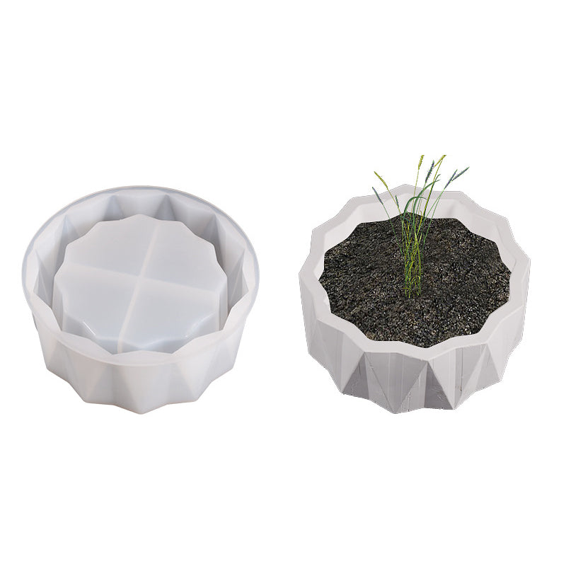 Round Cut Surface Flower Pot Storage Box Resin Mold