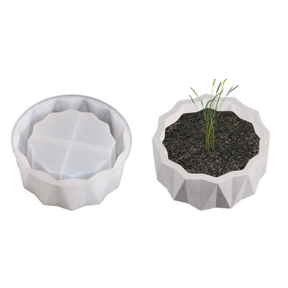 Round Cut Surface Flower Pot Storage Box Resin Mold