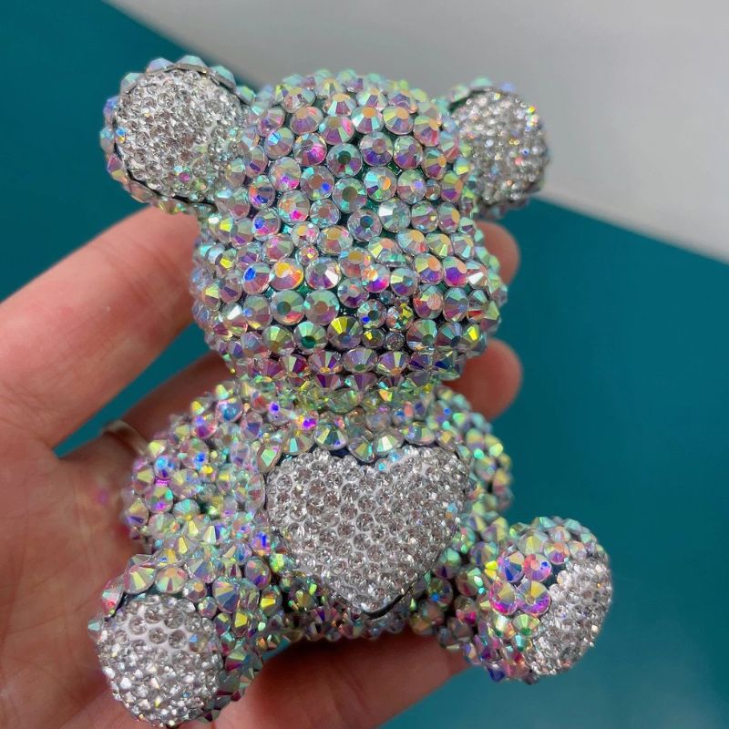 Handmade Diamond Heart Bear Ornament Resin Mold