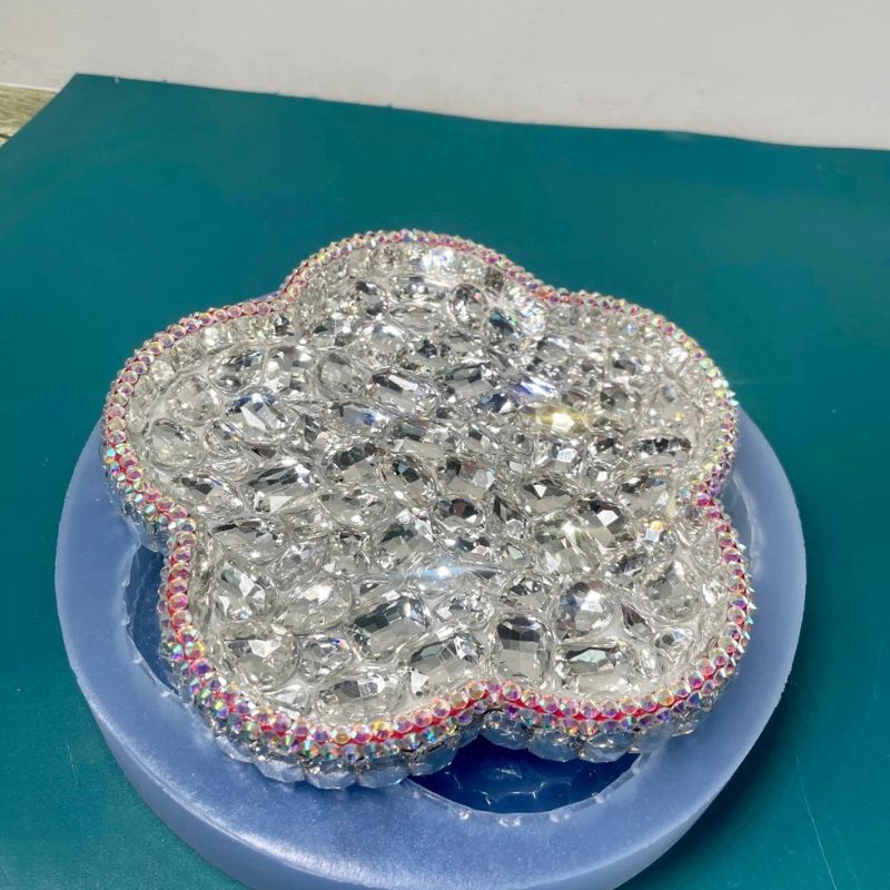 Handmade Large Size Diamond Flower Storage Tray Resin Molds