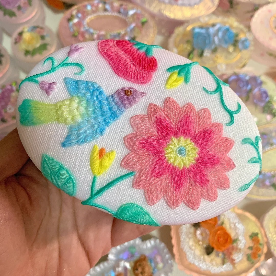 Handmade Embroidered Bird Flower Storage Box Resin Molds