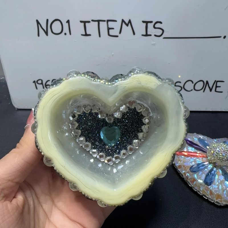 Handmade Diamond Heart Storage Box Resin Mold