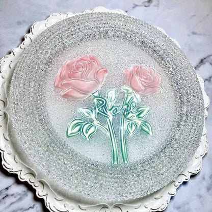 Handmade Diamond Round Tulip Rose Large Tray Ornament Resin Molds