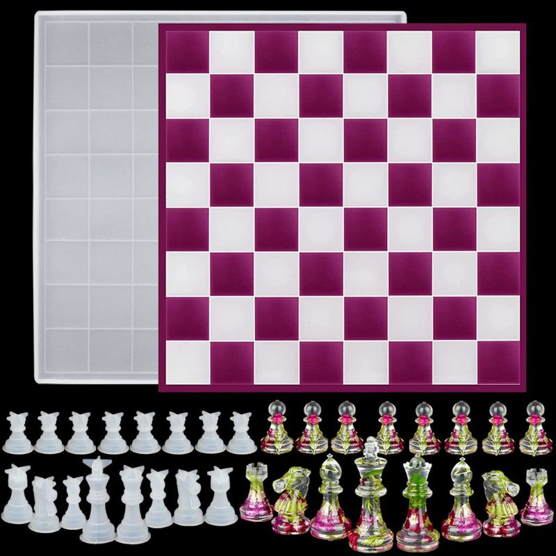 Chess Set Resin Mold for Making 13 Detachable Puzzle Chess Board