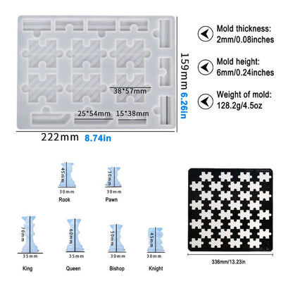 Chess Molds for Resin Casting 13 Detachable Puzzle Chess Board Resin Mold  3D Chess Set Crystal Epoxy Game Silicone Molds DIY Art Crafts Making Family