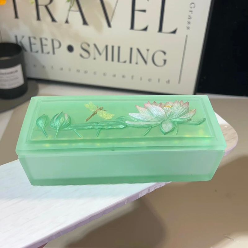 Handmade Large Size Lotus Flower Storage Box Resin Molds