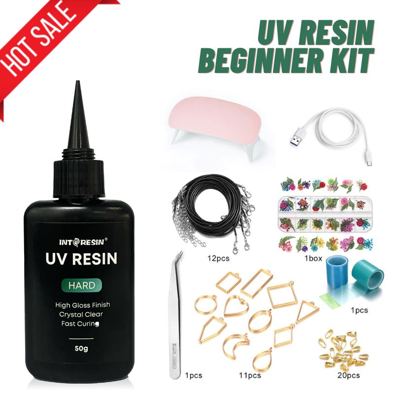 UV Resin Kit with Light, Clear UV Epoxy Resin Hard Jewelry Making