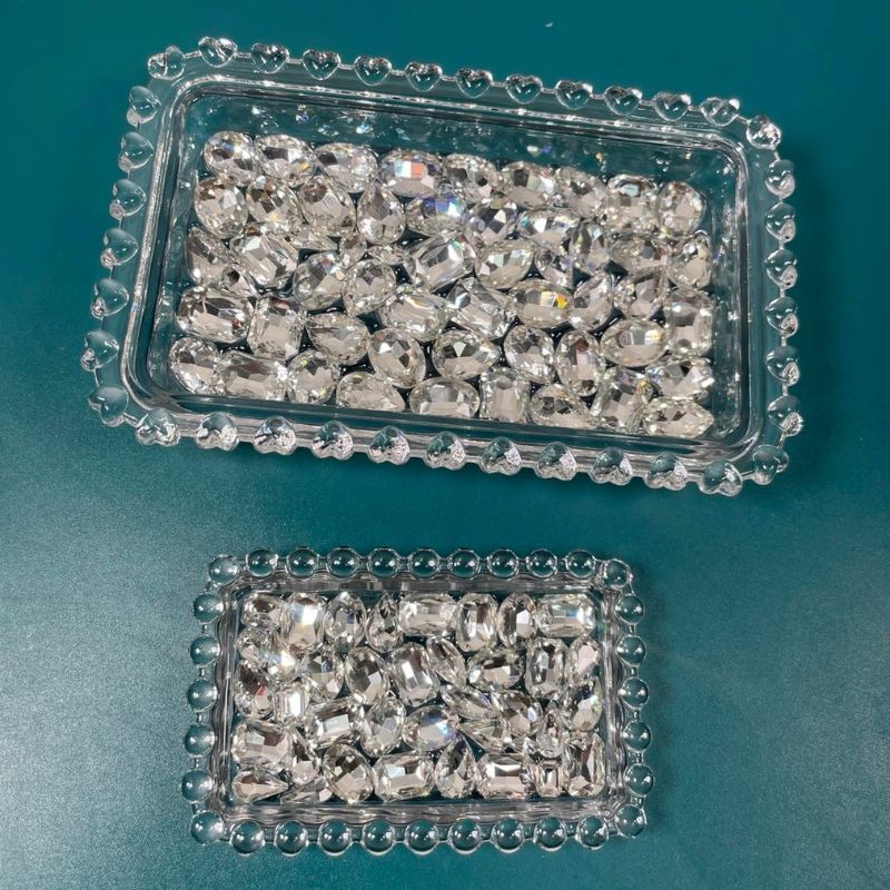 Handmade Rectangular Diamond Heart Pearl Tray Resin Molds