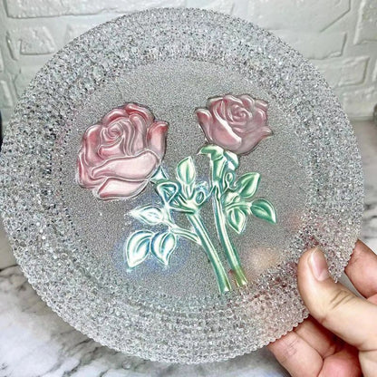 Handmade Diamond Round Tulip Rose Large Tray Ornament Resin Molds