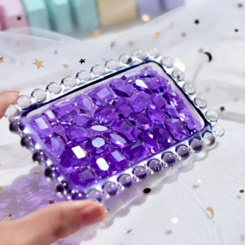 Handmade Rectangular Diamond Heart Pearl Tray Resin Molds