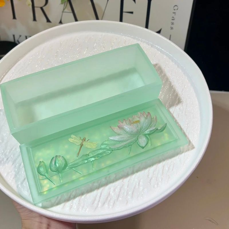 Handmade Large Size Lotus Flower Storage Box Resin Molds