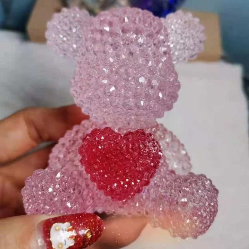 Handmade Diamond Heart Bear Ornament Resin Mold