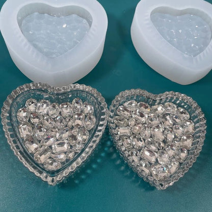 Handmade Diamond Heart Storage Box Resin Mold