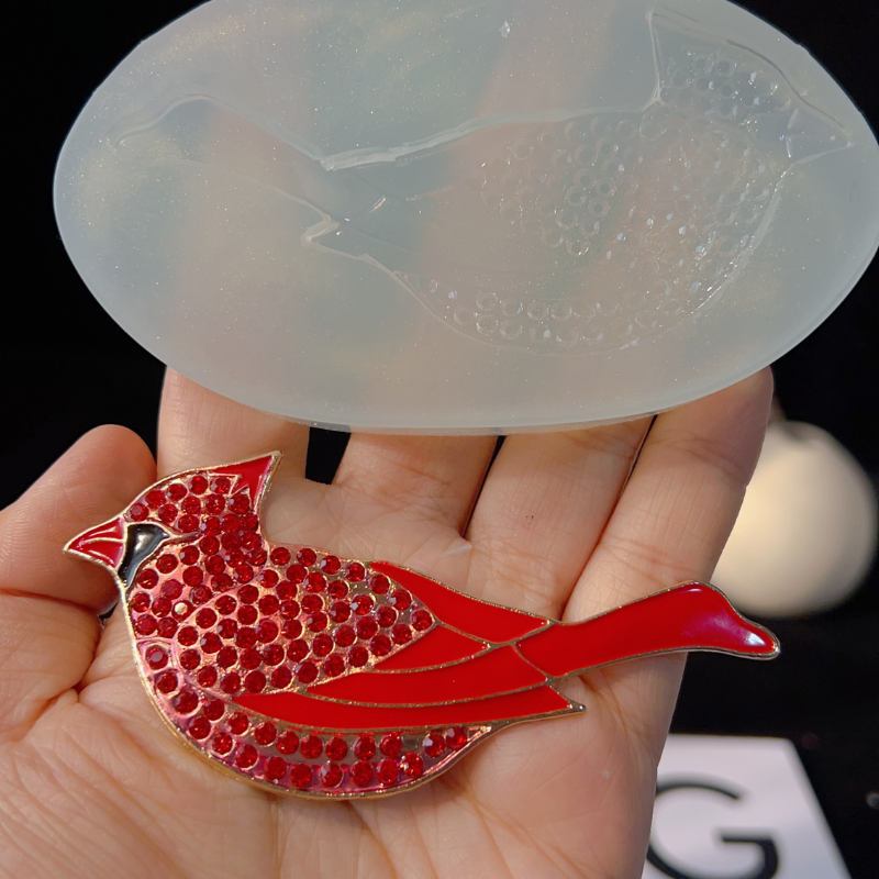 Handmade Diamond Cardinal Bird Hanging Decoration Resin Mold