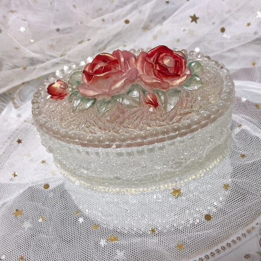 Handmade Diamond Rose Flower Storage Box Resin Mold