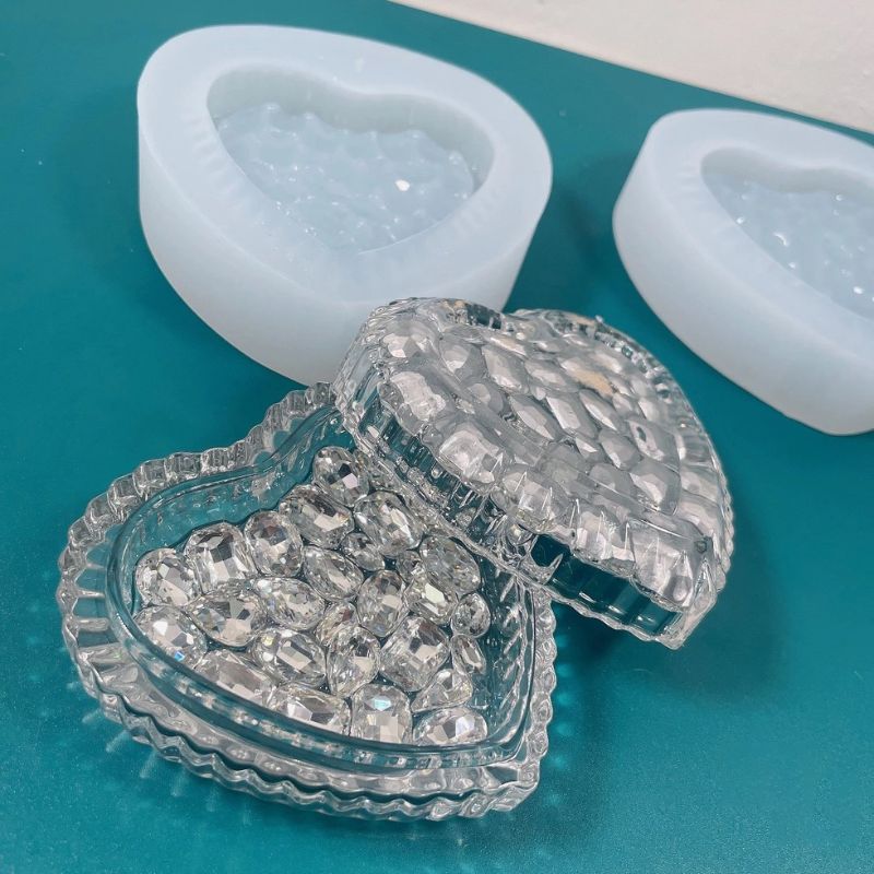 Handmade Diamond Heart Storage Box Resin Mold