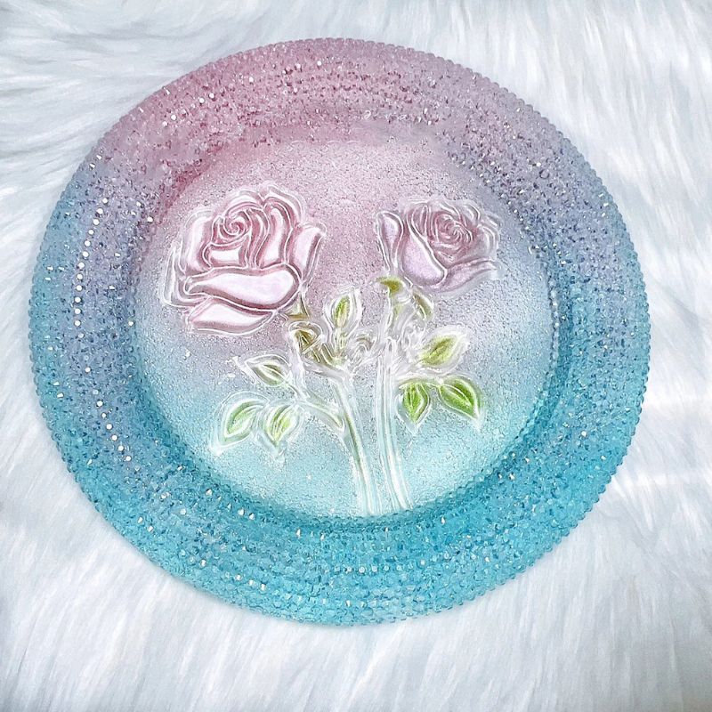 Handmade Diamond Round Tulip Rose Large Tray Ornament Resin Molds