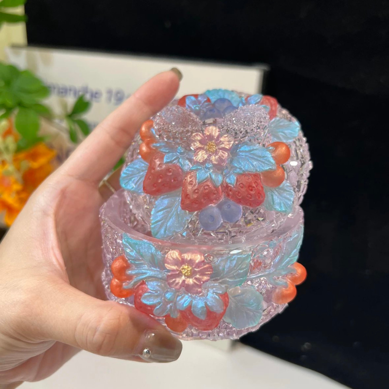 Handmade Diamond Strawberry Storage Jar Resin Mold