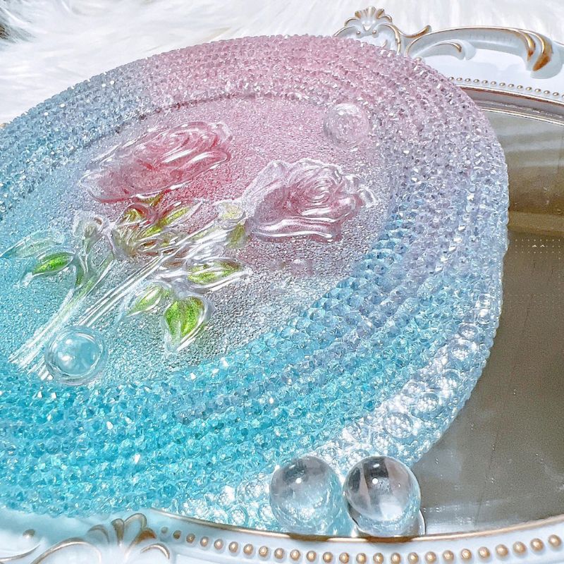 Handmade Diamond Round Tulip Rose Large Tray Ornament Resin Molds