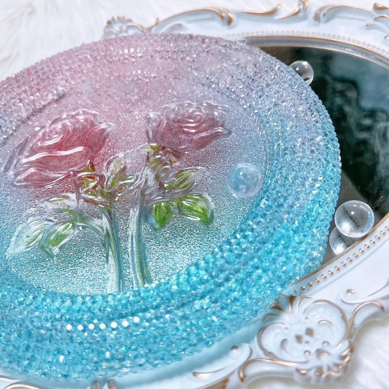 Handmade Diamond Round Tulip Rose Large Tray Ornament Resin Molds