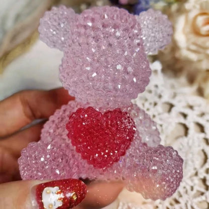 Handmade Diamond Heart Bear Ornament Resin Mold