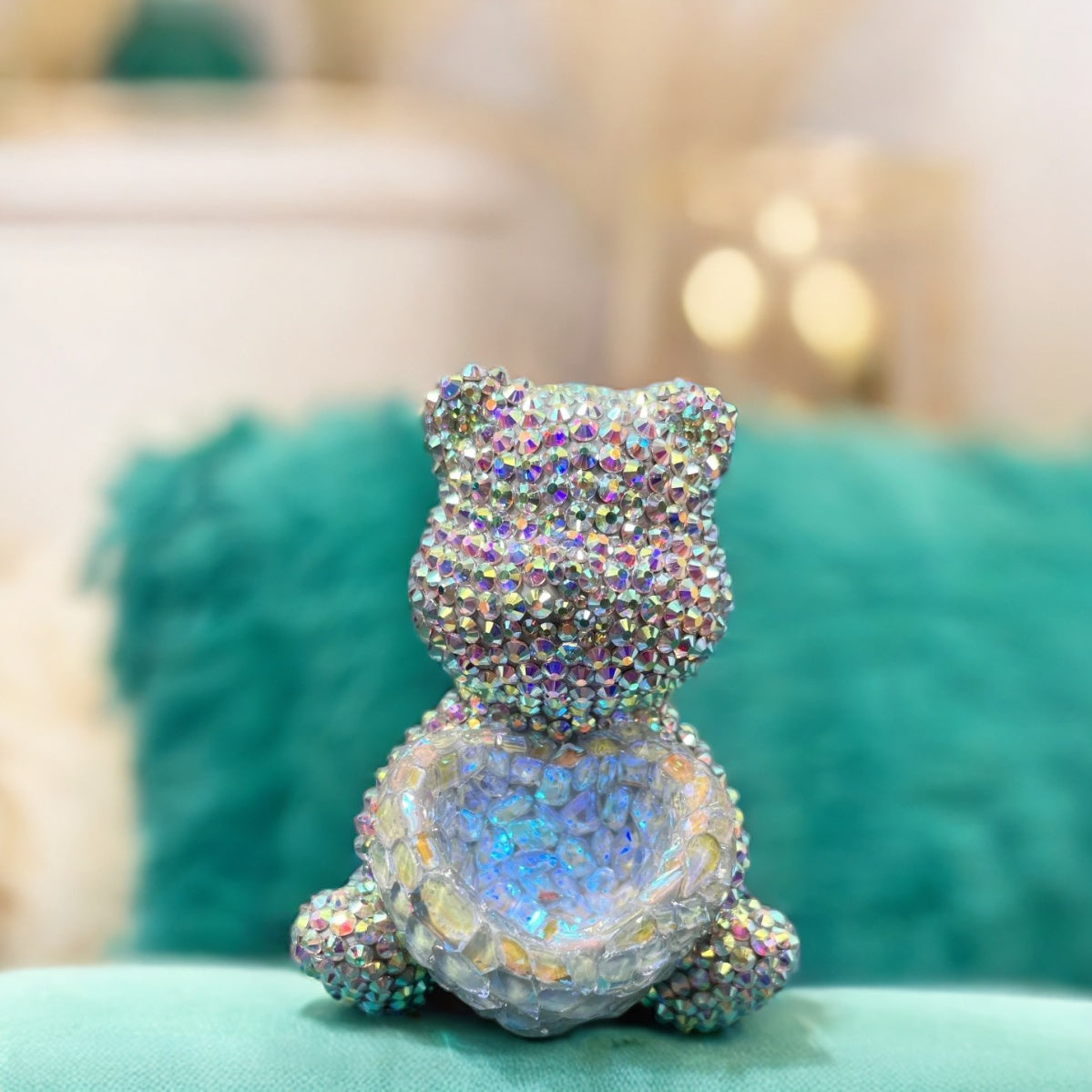 Handmade Diamond Bear Holding Heart Jewelry Storage Ornament Resin Mold