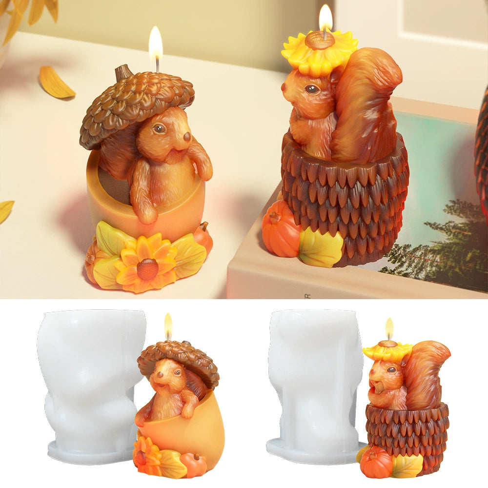 Adorable Squirrel in Pinecone Resin Mold