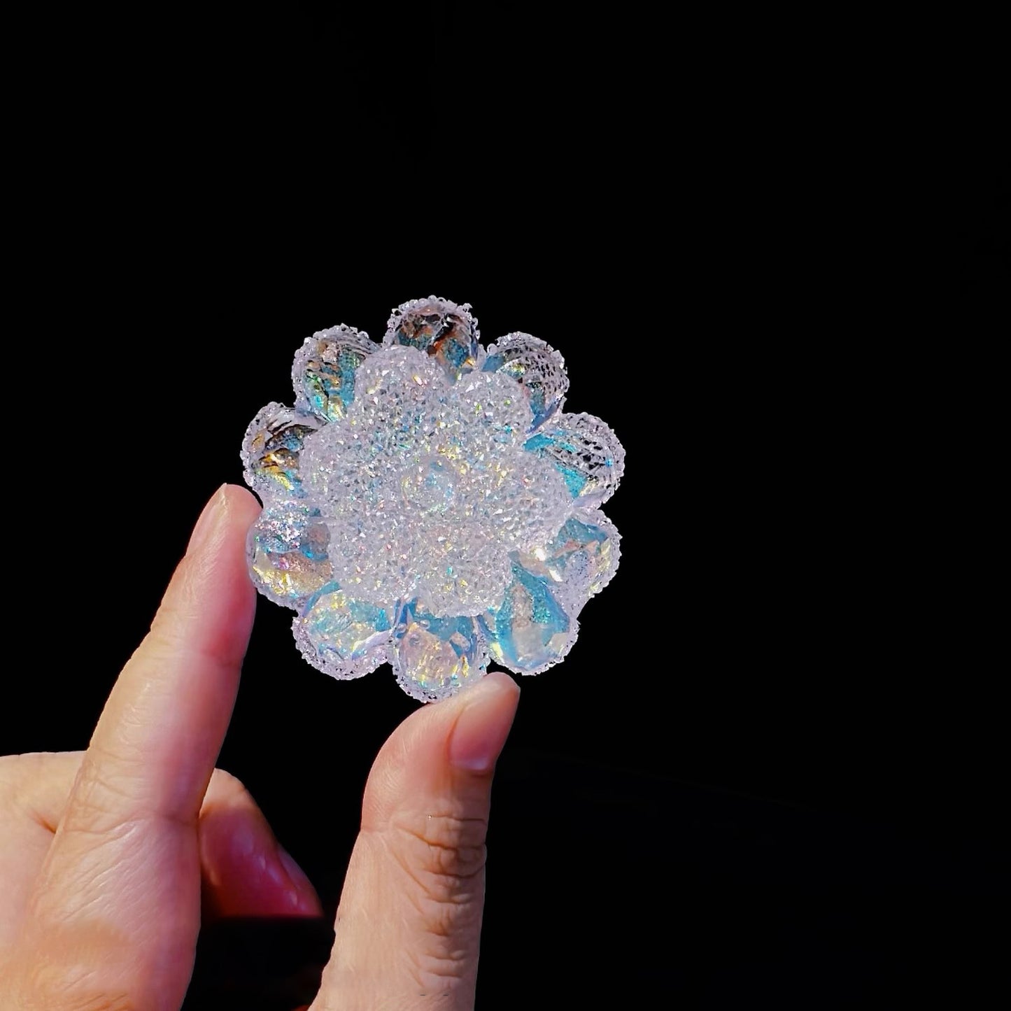 Handmade Ultra Shiny Crystal Faceted Flower Decoration Resin Molds