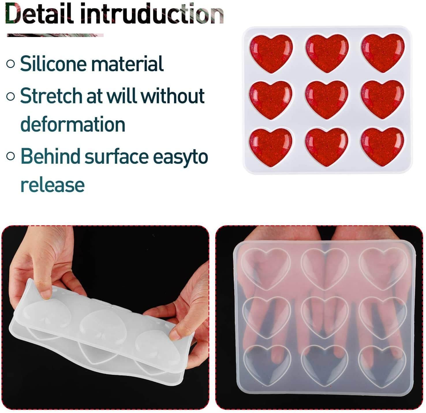 Heart Shape Silicone Molds DIY Keychain Pendant Epoxy Resin Casting Mould  Craft