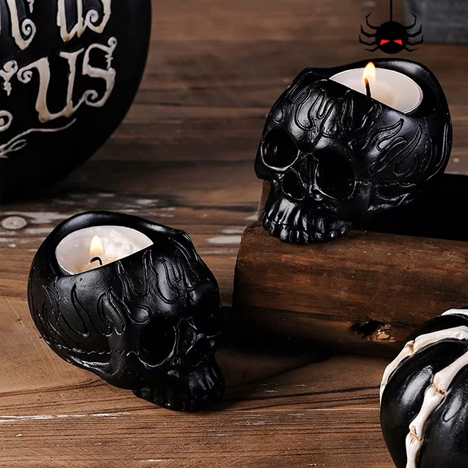 Skull candlestick holder sales