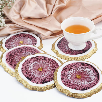 Large Round Geode Coaster Resin Molds Set 4pcs Coaster Molds