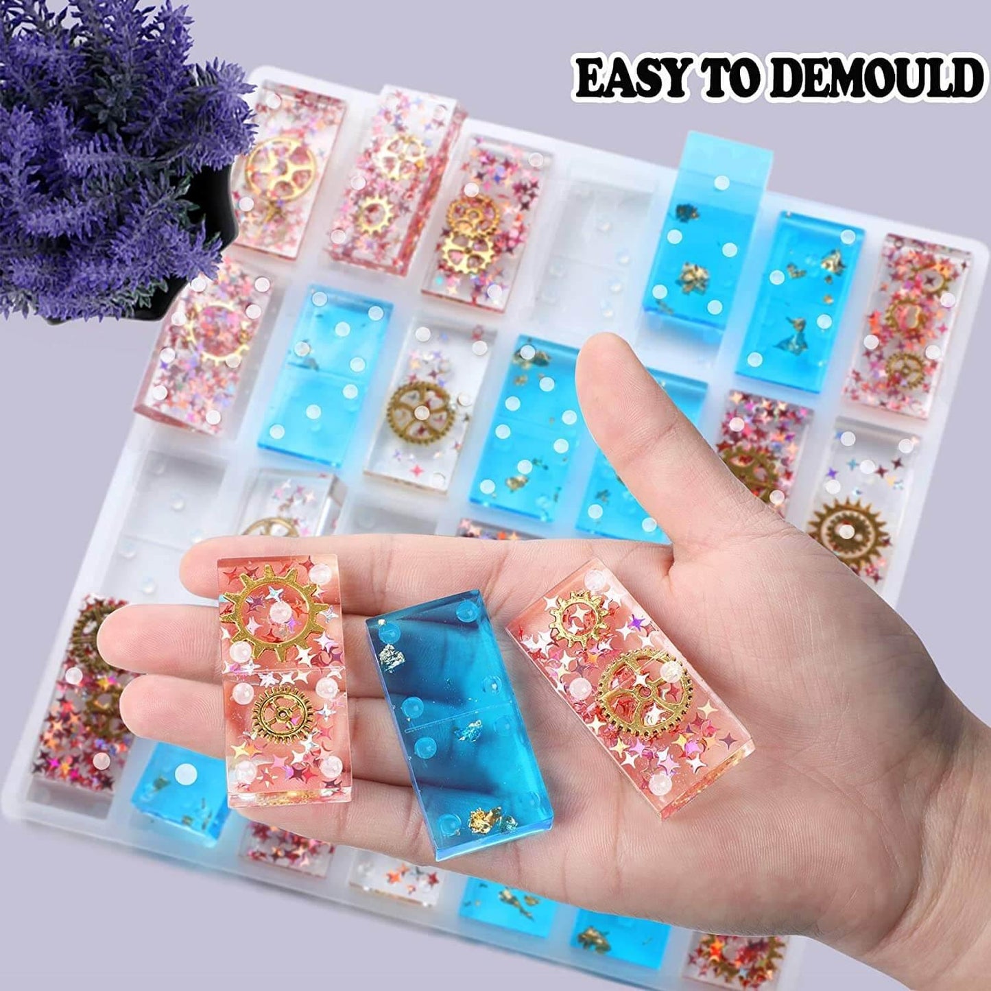 WHOVO Domino Molds for Epoxy Resin Casting, Epoxy Resin Mold for Silicone Domino Game, DIY Silicone Mold for Personalized Domino,Handmade Gift