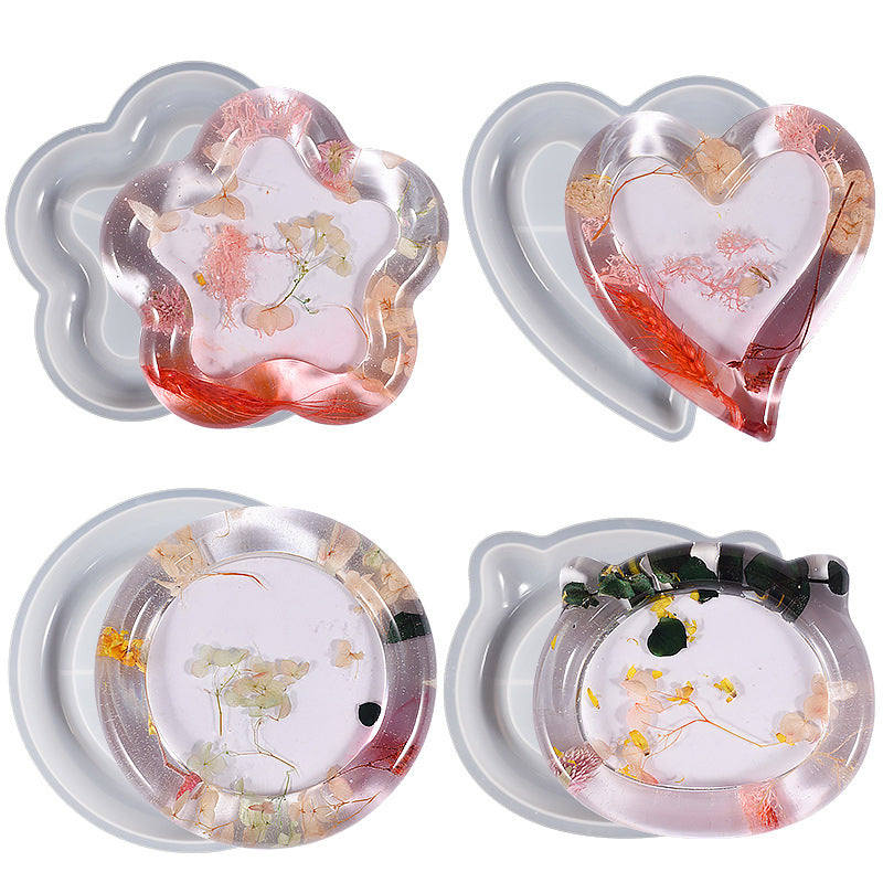 Flower Heart Round Bear Shape Storage Tray Resin Mold