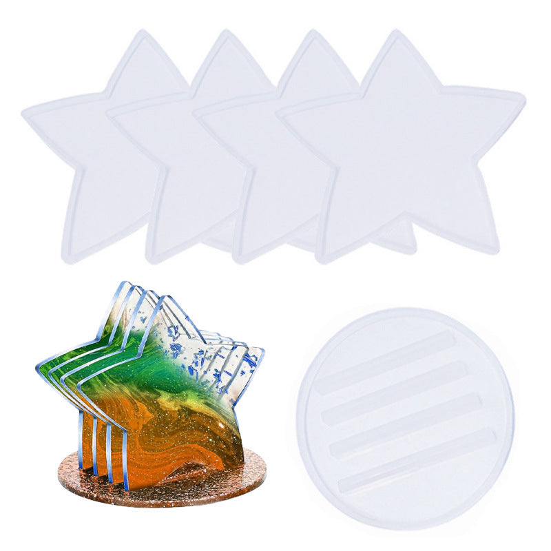 Resin Coaster Silicone Molds, 4 Pcs Coaster Molds for Resin