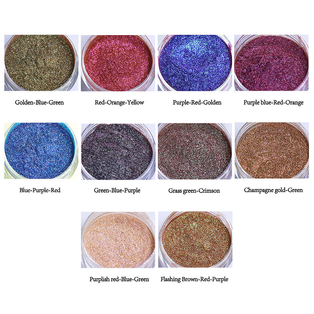 Chameleon Mica Powder, 8 Colors Jars Set,Epoxy Resin Color Shift