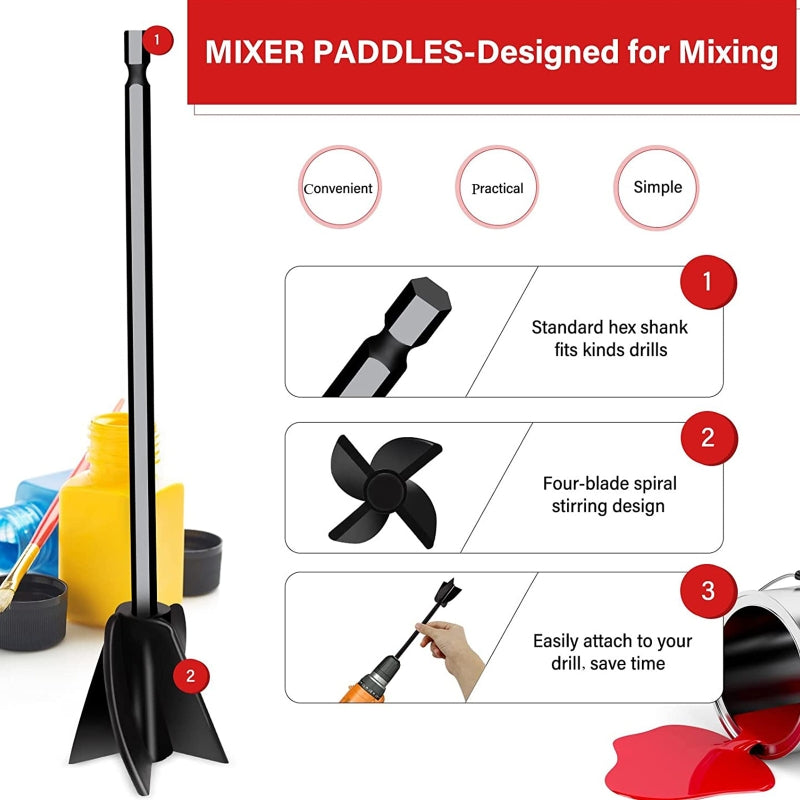 Epoxy Resin Paint Mixer - Reusable Epoxy Mixer Paddles for Drill  (Black)-698995.02