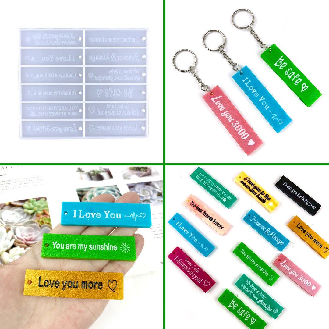 Resin Bookmark Mold with English Blessing Phrase, Rectangle