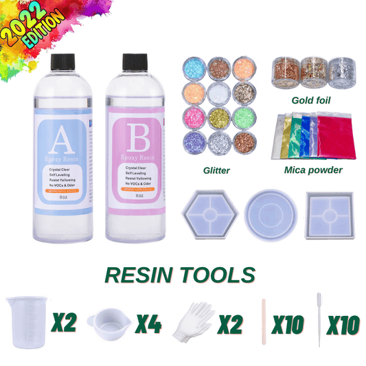 LET'S RESIN Epoxy Resin,Resin Coaster Molds Kit,16oz Resin Starter