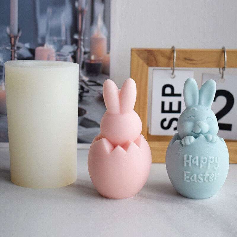 DIY Candle Mold Cute 3D Easter Easter Rabbit UV Resin Molds Silicone Mousse  Cake Chocolate Dessert Mould Candle Making Supplies